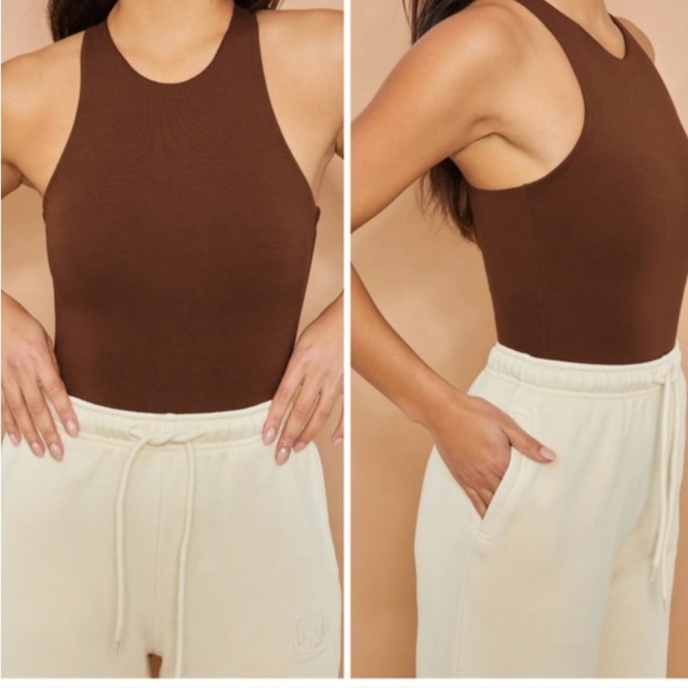 Brown high neck  Bodysuit nwt